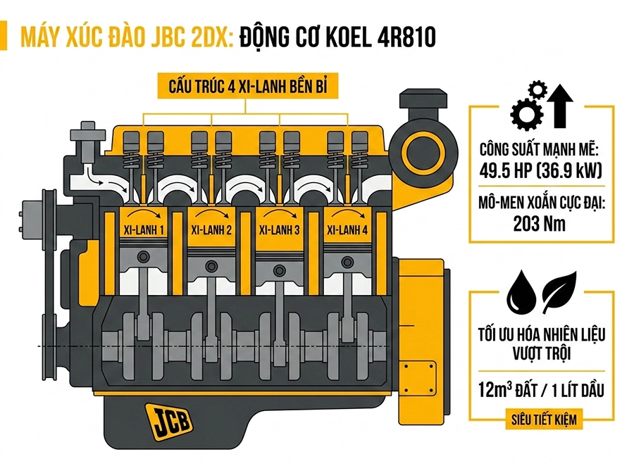 máy xúc đào liên hợp JCB 2DX