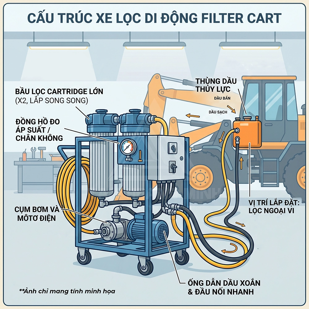 giải mã công nghệ lọc thủy lực trên máy cơ giơi