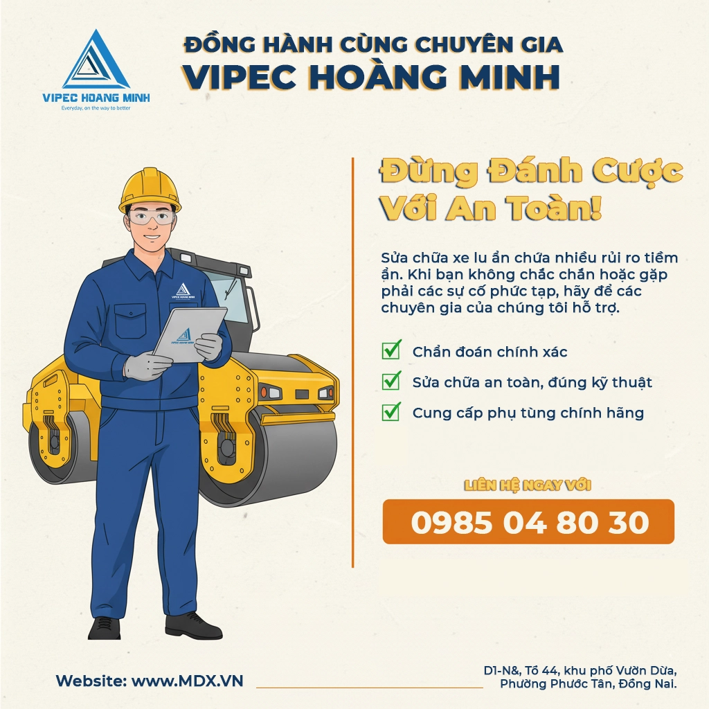 10 quy tắc an toàn khi sửa chữa xe lu tại công trường