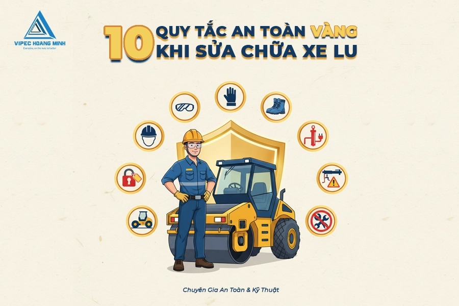 10 QUY TẮC AN TOÀN VÀNG CẦN TUÂN THỦ KHI SỬA CHỮA XE LU TẠI CÔNG TRƯỜNG