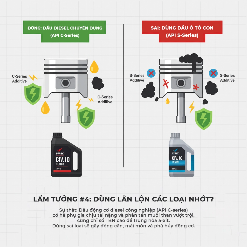 sử dụng sai nhớt động cơ