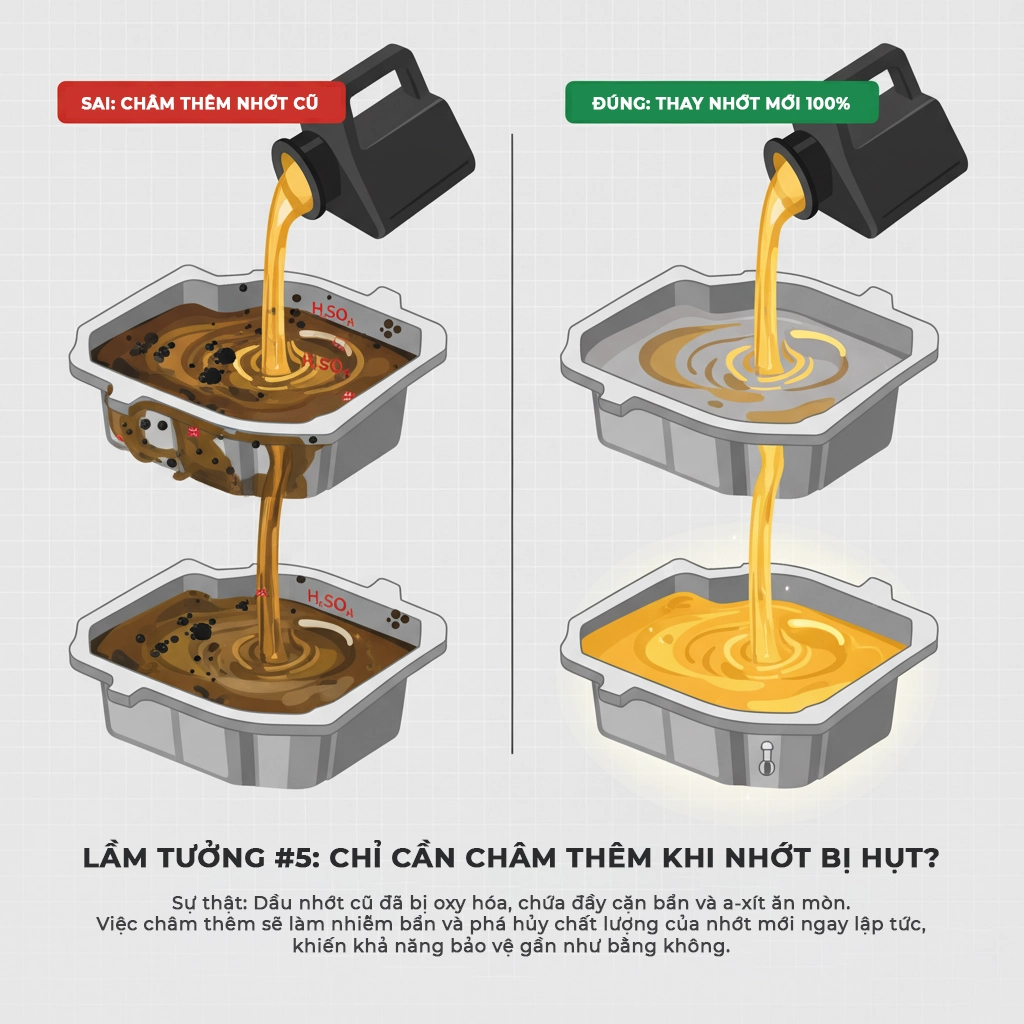 sử dụng sai nhớt động cơ