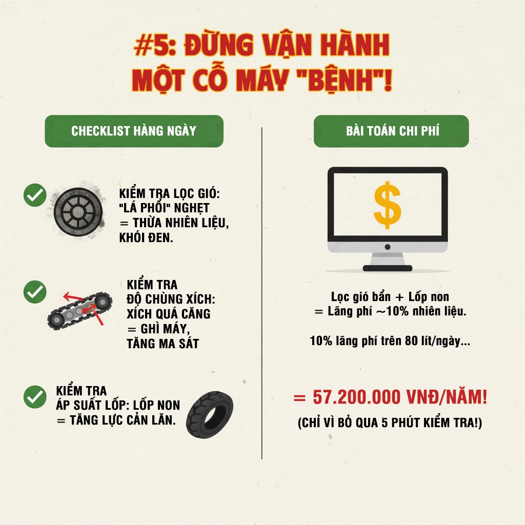 mẹo tiết kiệm nhiên liệu cho máy công trình