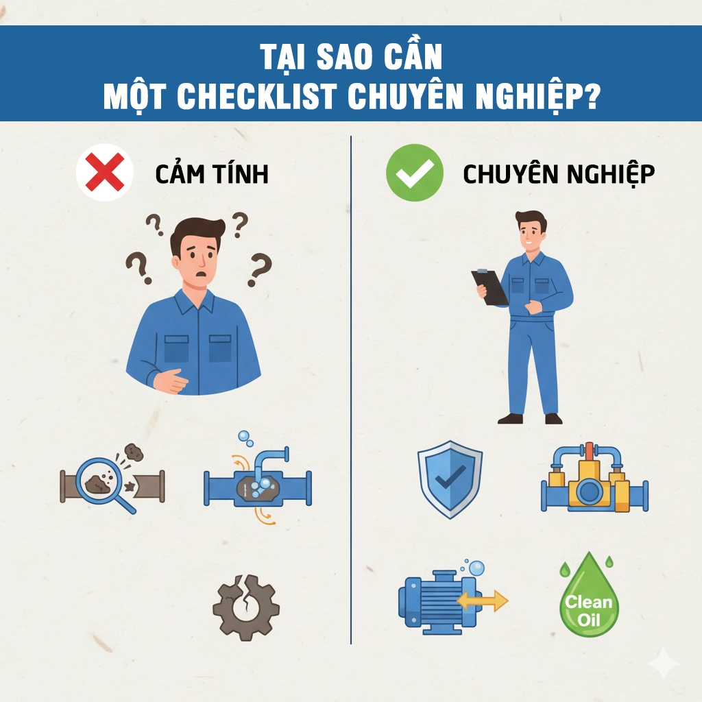 checklist thay dầu thủy lực