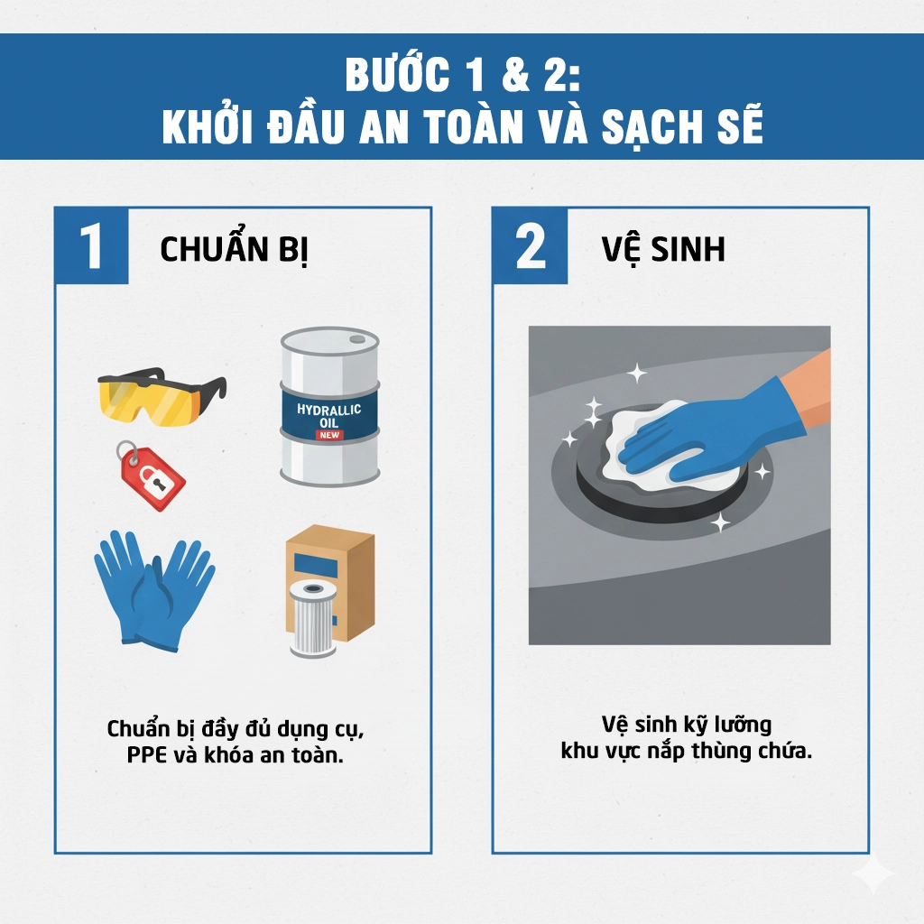 checklist thay dầu thủy lực