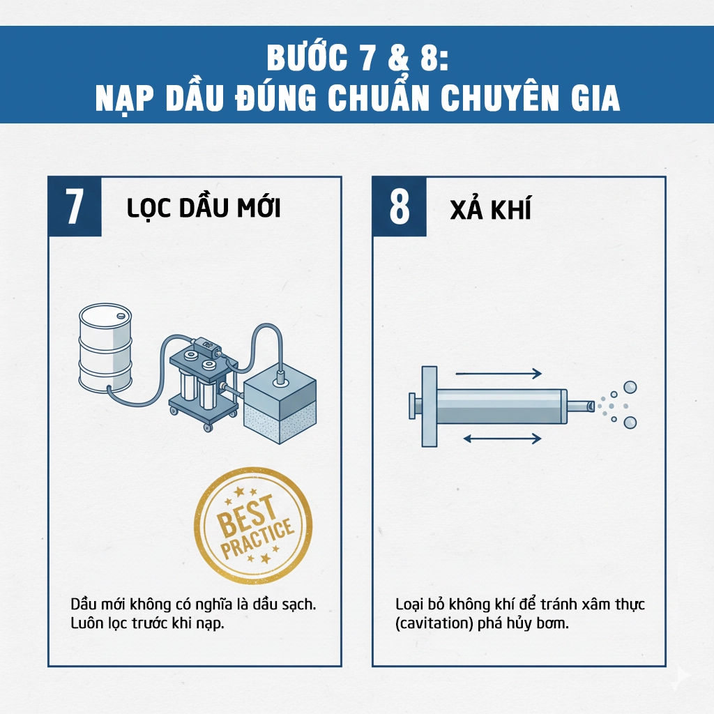 checklist thay dầu thủy lực