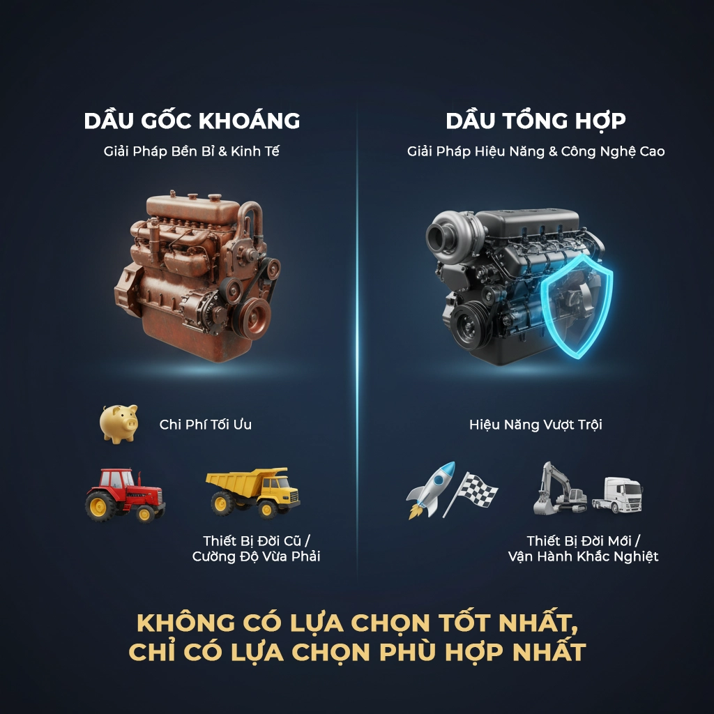 dầu tổng hợp và dầu gốc khoáng