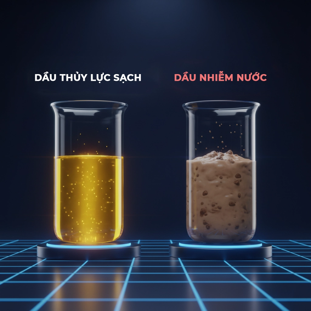 dấu hiệu dầu thủy lực nhiễm bẩn