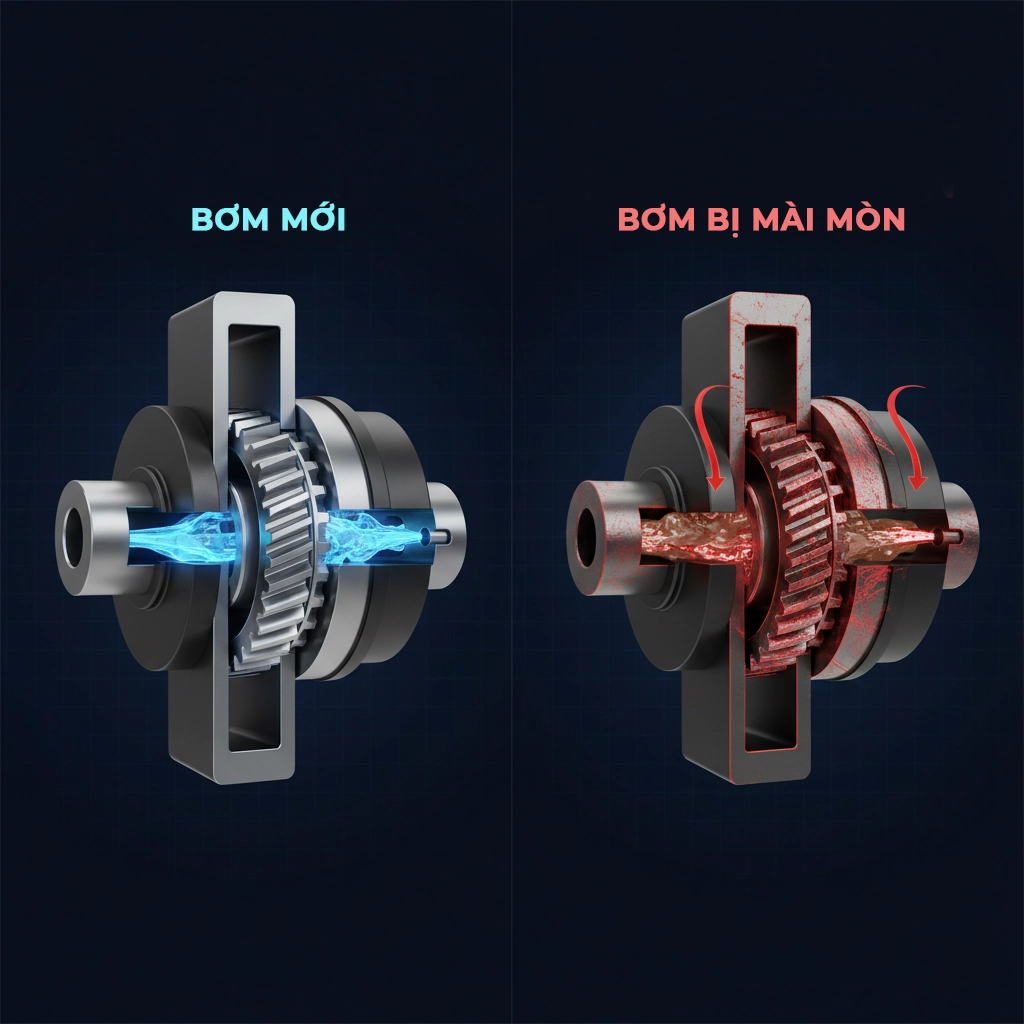 dấu hiệu dầu thủy lực nhiễm bẩn