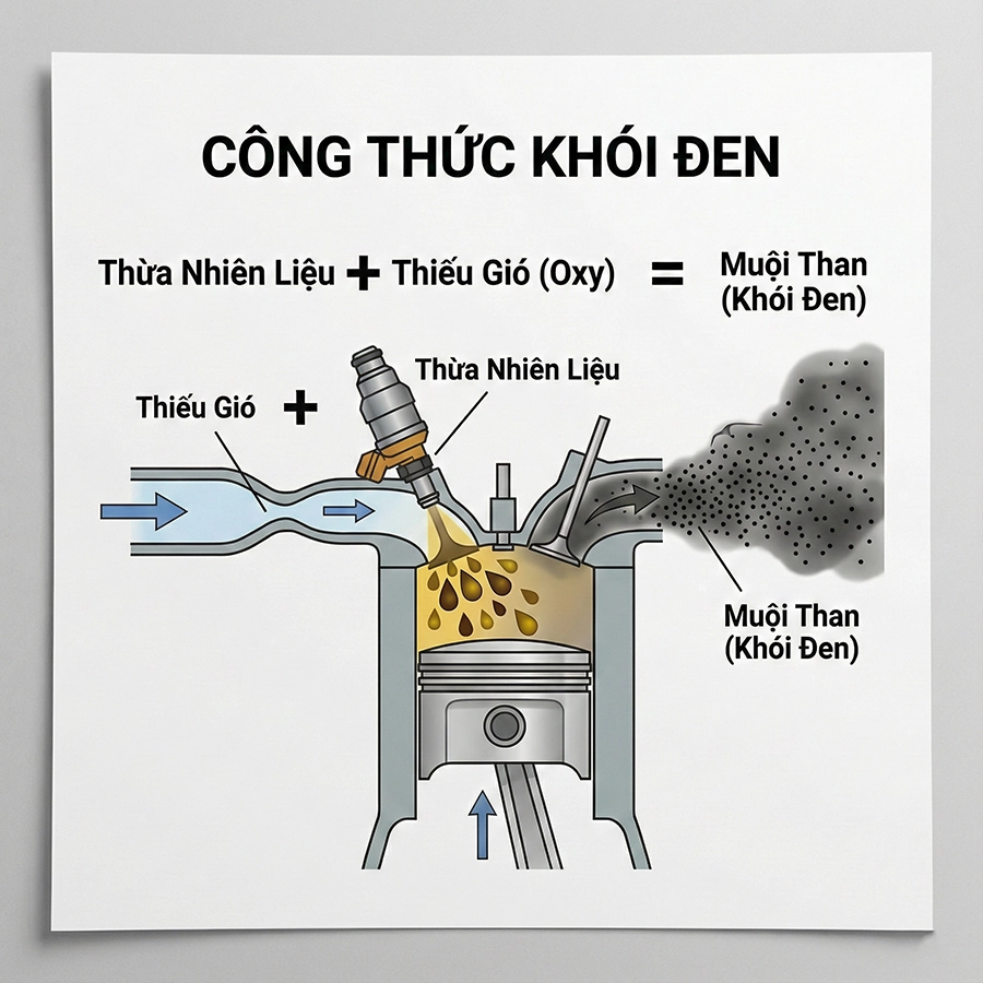 động cơ diesel ra khói đen