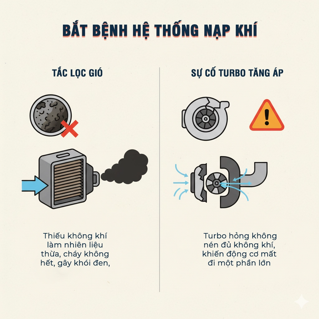 khắc khục động cơ xe lu ù lì, yếu tải