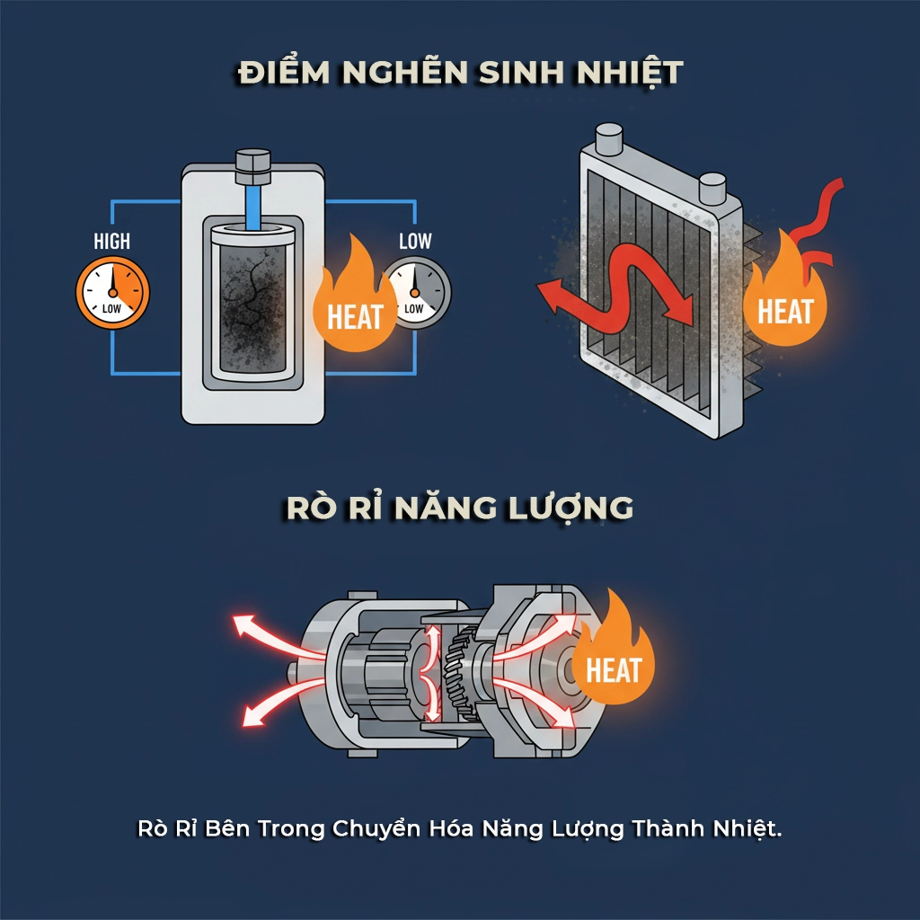 dầu thủy lực quá nhiệt