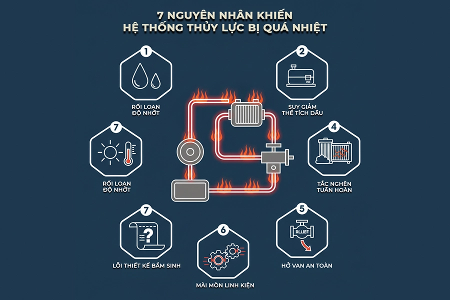 dầu thủy lực quá nhiệt