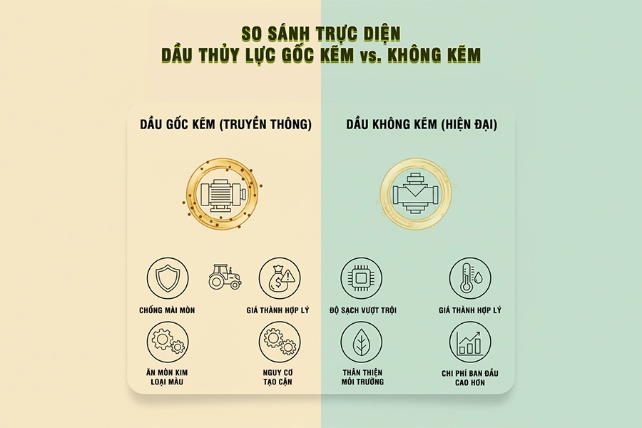 dầu thủy lực gốc kẽm và không kẽm