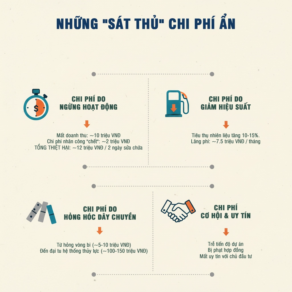 phân tích chi phí sửa xe lu