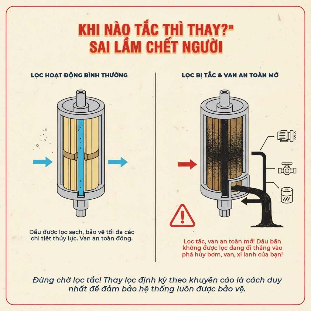 tại sao cần thay lọc thủy lực định kỳ