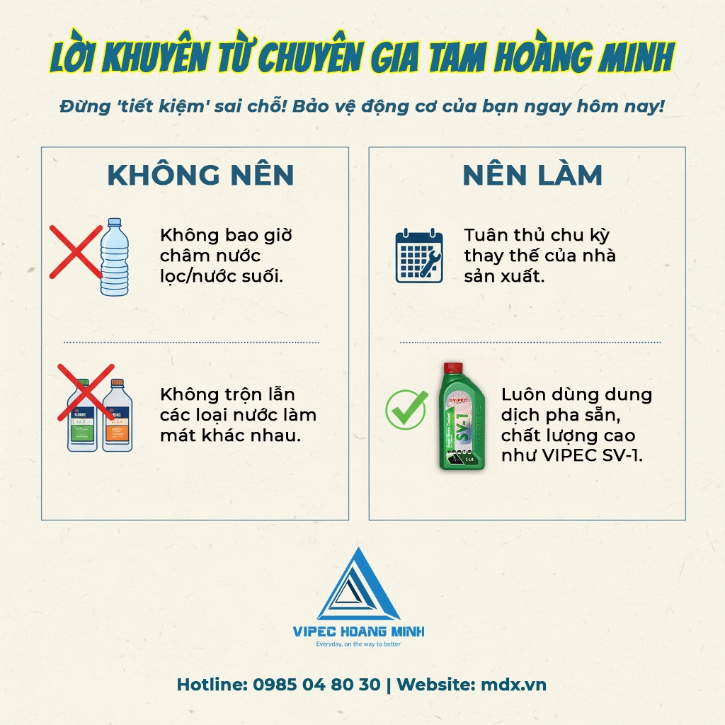 nước làm mát đúng tiêu chuẩn
